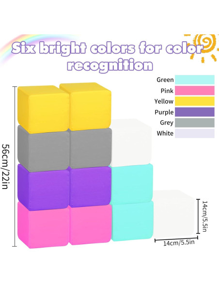 Bloques de Espuma Suaves MODEREVE - Set de 12 Piezas 13.97 cm Bloques de Espuma Suaves MODEREVE - Set de 12 Piezas 13.97 cm