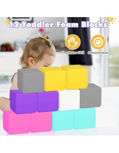 Bloques de Espuma Suaves MODEREVE - Set de 12 Piezas 13.97 cm