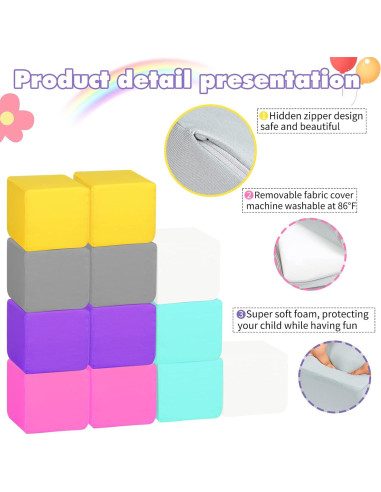 Bloques de Espuma Suaves MODEREVE - Set de 12 Piezas 13.97 cm