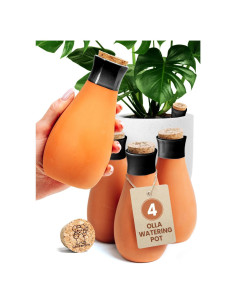 Juego de 4 Ollas de Riego de Terracota 14 Oz Negro - Auto Riego