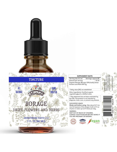 Extracto Líquido de Borraja Orgánica Florida Herbs 700 mg 60 ml Extracto Líquido de Borraja Orgánica Florida Herbs 700 mg 60 ml