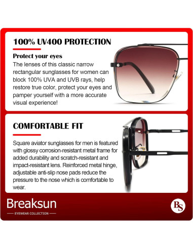 Gafas de Sol Cuadradas Breaksun con Lente UV400 Degradado