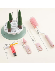 Estante Secar Biberones Chemimoso + Set 5 Cepillos Silicona 2