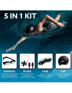 Set de Gafas de Natación Kala Fashion 5 en 1 Antivaho UV 2