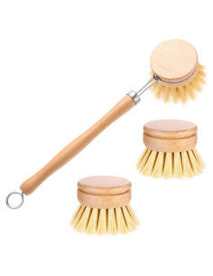 Cepillo de Platos Boao Natural con Mango de Madera y 2 Repuestos