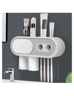 Dispensador Automático de Pasta de Dientes TMbsfatn Gris 2 Tazas