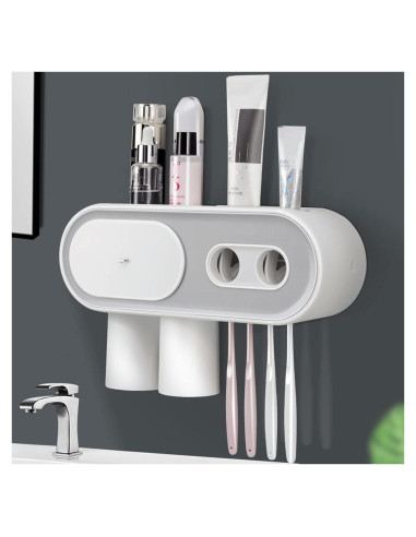 Dispensador Automático de Pasta de Dientes TMbsfatn Gris 2 Tazas