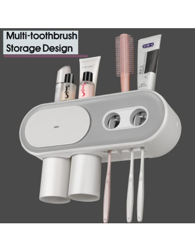 Dispensador Automático de Pasta de Dientes TMbsfatn Gris 2 Tazas