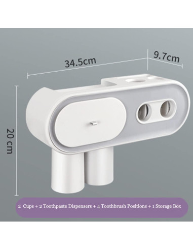 Dispensador Automático de Pasta de Dientes TMbsfatn Gris 2 Tazas
