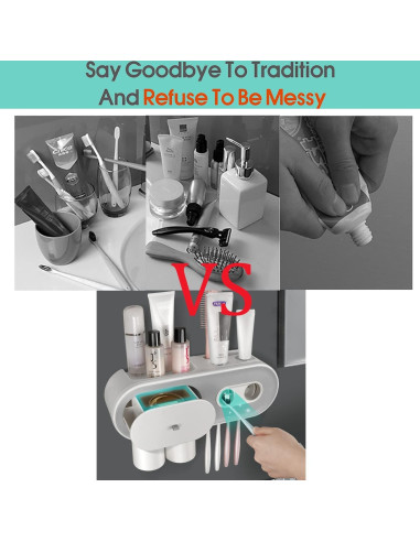 Dispensador Automático de Pasta de Dientes TMbsfatn Gris 2 Tazas