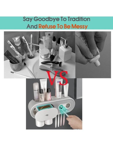 Dispensador Automático de Pasta de Dientes TMbsfatn Gris 2 Tazas