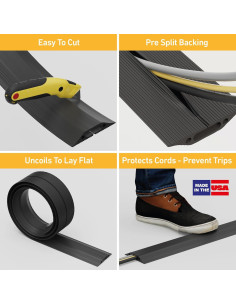 Cubierta de Cable de Suelo D-Line 1.83m Negra - Protector Pesado 2