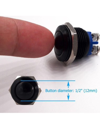 Interruptor Momentáneo URTONE UR162 16mm IP67 Negro