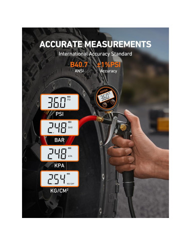 Medidor Digital de Presión de Neumáticos AstroAI T1 con Inflador