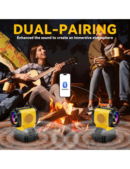 Altavoz Bluetooth Dewalt 20W con USB-C y luces LED