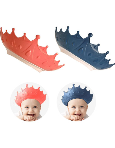 Gorro de Baño Ajustable ICHIcommerce para Bebé - Corona Azul/Rosa