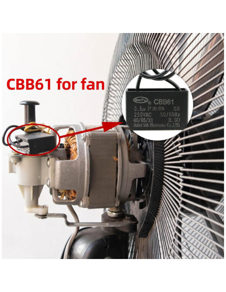 Capacitor CBB61 0.8uF 250V CA para Ventilador - 2 Piezas