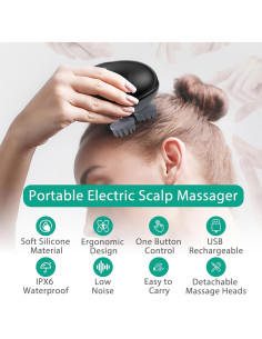 Masajeador Eléctrico de Cuero Cabelludo ORIA Inalámbrico 3 Modos 2
