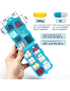 Caja organizadora de pastillas LANDNEOO 14 compartimentos Azul 2