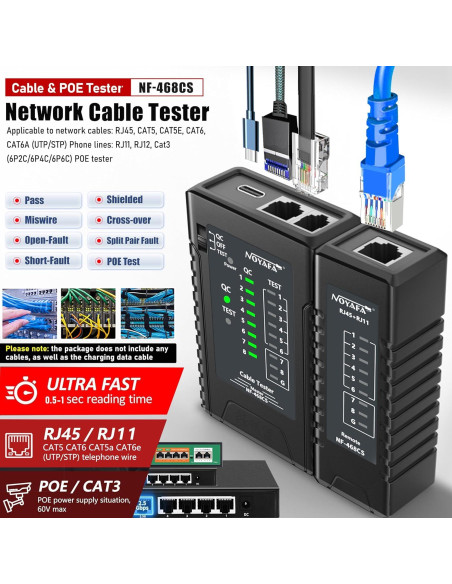 Probador de Cable de Red NF-468CS RJ45 RJ11 CAT5 CAT6