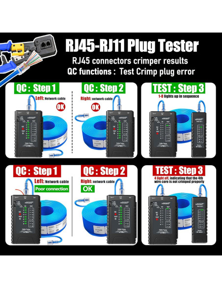 Probador de Cable de Red NF-468CS RJ45 RJ11 CAT5 CAT6