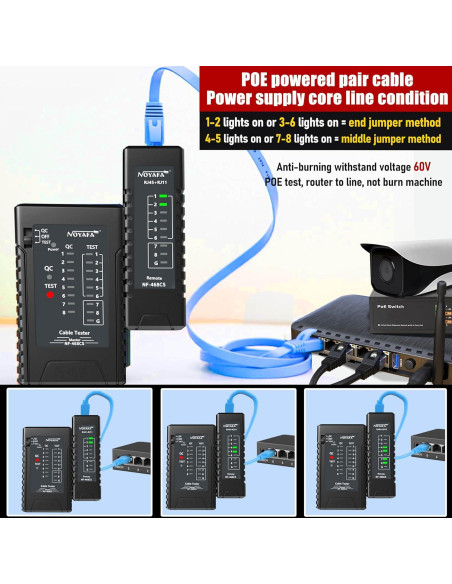Probador de Cable de Red NF-468CS RJ45 RJ11 CAT5 CAT6