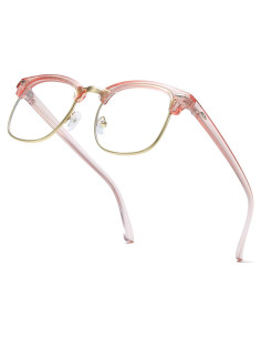 Gafas Semirimless AISSWZBER Vintage Rosa y Dorado