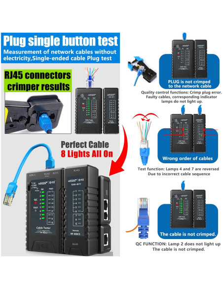Probador de Cable de Red NF-468CS RJ45 RJ11 CAT5 CAT6