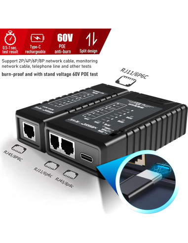 Probador de Cable de Red NF-468CS RJ45 RJ11 CAT5 CAT6