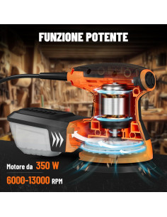 Lijadora Orbital DOVAMAN ROS01A 350W 6 Velocidades 12.7cm 2