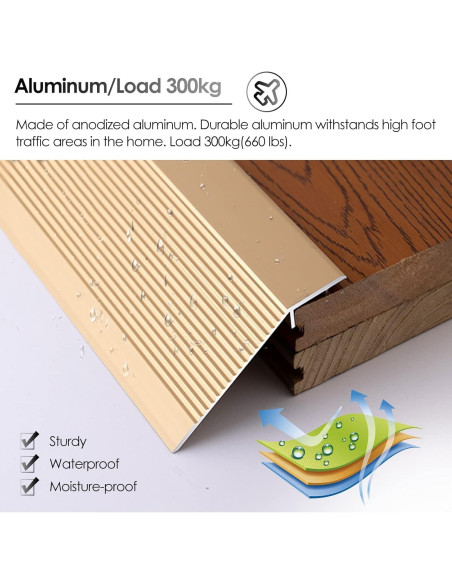 Tira de transición de suelo Dntum 90cm dorada aluminio