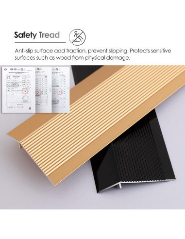 Tira de transición de suelo Dntum 90cm dorada aluminio