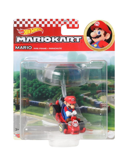 Auto Hot Wheels Mario Kart Mario Pip Frame con Planeador