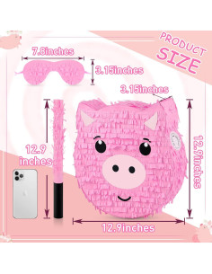 Piñata Cerdo Deekin con Máscara y Confeti 38x38cm 2