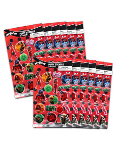 Stickers Puffy Miraculous Ladybug - Paquete de 12 Hojas