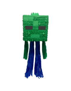 Piñata Cabeza de Cubo Minero Verde 25.4 cm APINATA4U