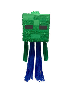 Piñata Cabeza de Cubo Minero Verde 25.4 cm APINATA4U 2
