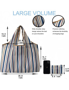 Bolsas de Compras Reutilizables BeyGior Multistripe XL 22.7kg 2