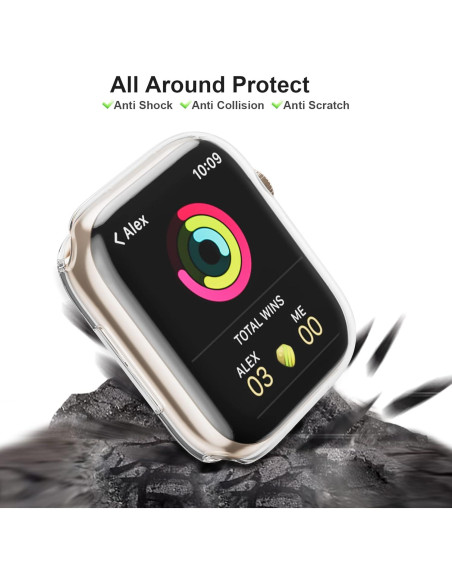 Funda Protectora de Pantalla JZK para Apple Watch 45mm Transparente