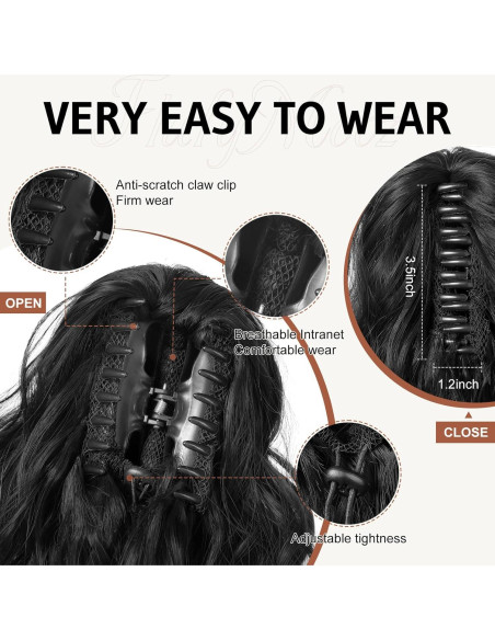 Extensión de Cola de Caballo Flufymooz 45.72 cm Rizada Negra