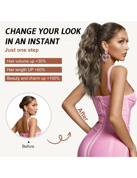 Extensión de Cola de Caballo Flufymooz 45.72 cm Rizada Negra