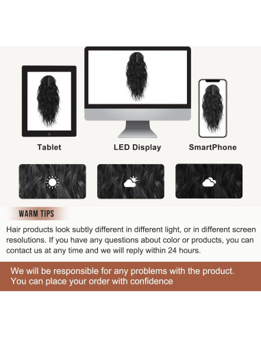 Extensión de Cola de Caballo Flufymooz 45.72 cm Rizada Negra