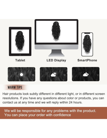 Extensión de Cola de Caballo Flufymooz 45.72 cm Rizada Negra