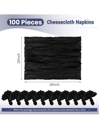 Paquete de 100 Servilletas de Gasa Negras 50x50 cm Lumaycens