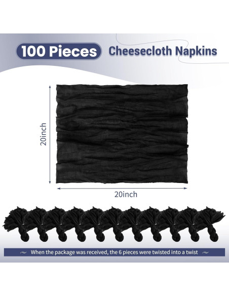 Paquete de 100 Servilletas de Gasa Negras 50x50 cm Lumaycens