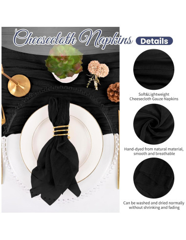 Paquete de 100 Servilletas de Gasa Negras 50x50 cm Lumaycens