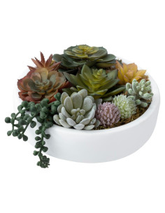 Arreglo Suculentas Artificiales MyGift en Tazón Concreto 20.6 cm