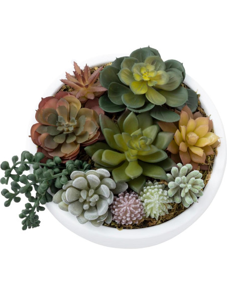 Arreglo Suculentas Artificiales MyGift en Tazón Concreto 20.6 cm