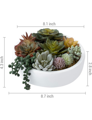 Arreglo Suculentas Artificiales MyGift en Tazón Concreto 20.6 cm