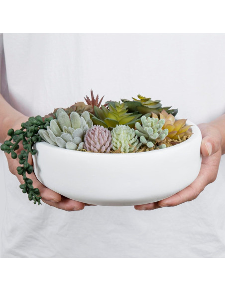 Arreglo Suculentas Artificiales MyGift en Tazón Concreto 20.6 cm